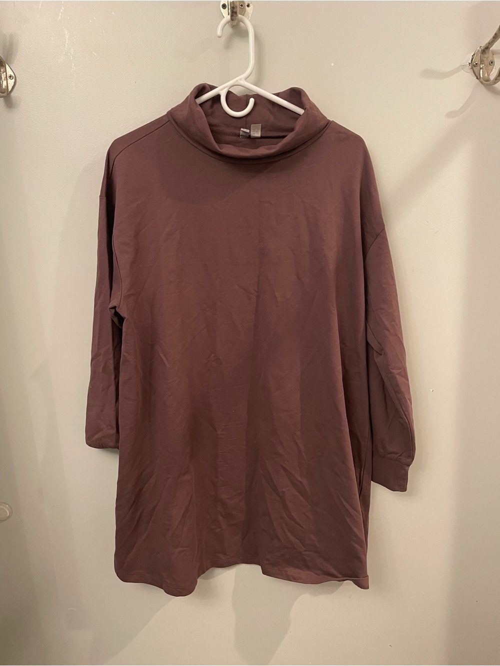 ASOS DESIGN Mauve Mock Neck Shift Dress Long Sleeve 100% Cotton US 8 ⭐